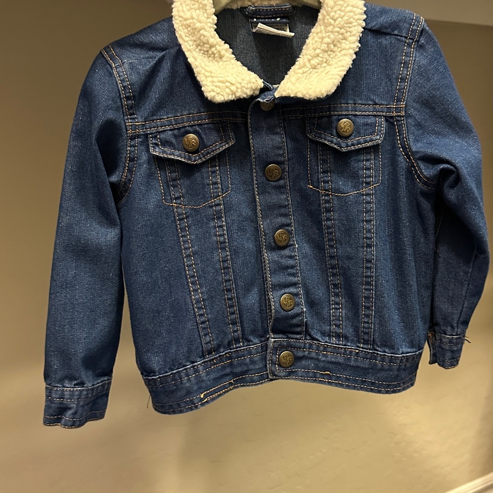 Cozy Blue Denim Kids Jacket with Sherpa Collar